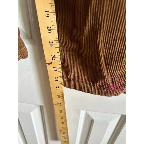 Urban Outfitters Brown Corduroy Embroidered Beach Pants Size Medium - Picture 7 of 8